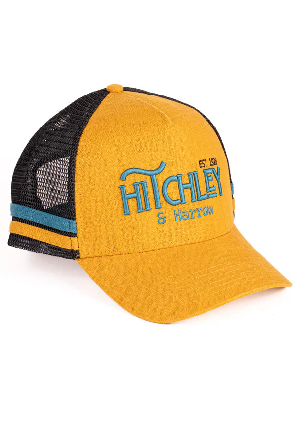 Hitchley and Harrow Trucker Cap Mustard and Turquoise