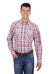 Wrangler Mens Dan Check Logo Western Long Sleeve Shirt