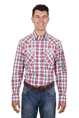 Wrangler Mens Dan Check Logo Western Long Sleeve Shirt