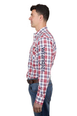 Wrangler Mens Dan Check Logo Western Long Sleeve Shirt