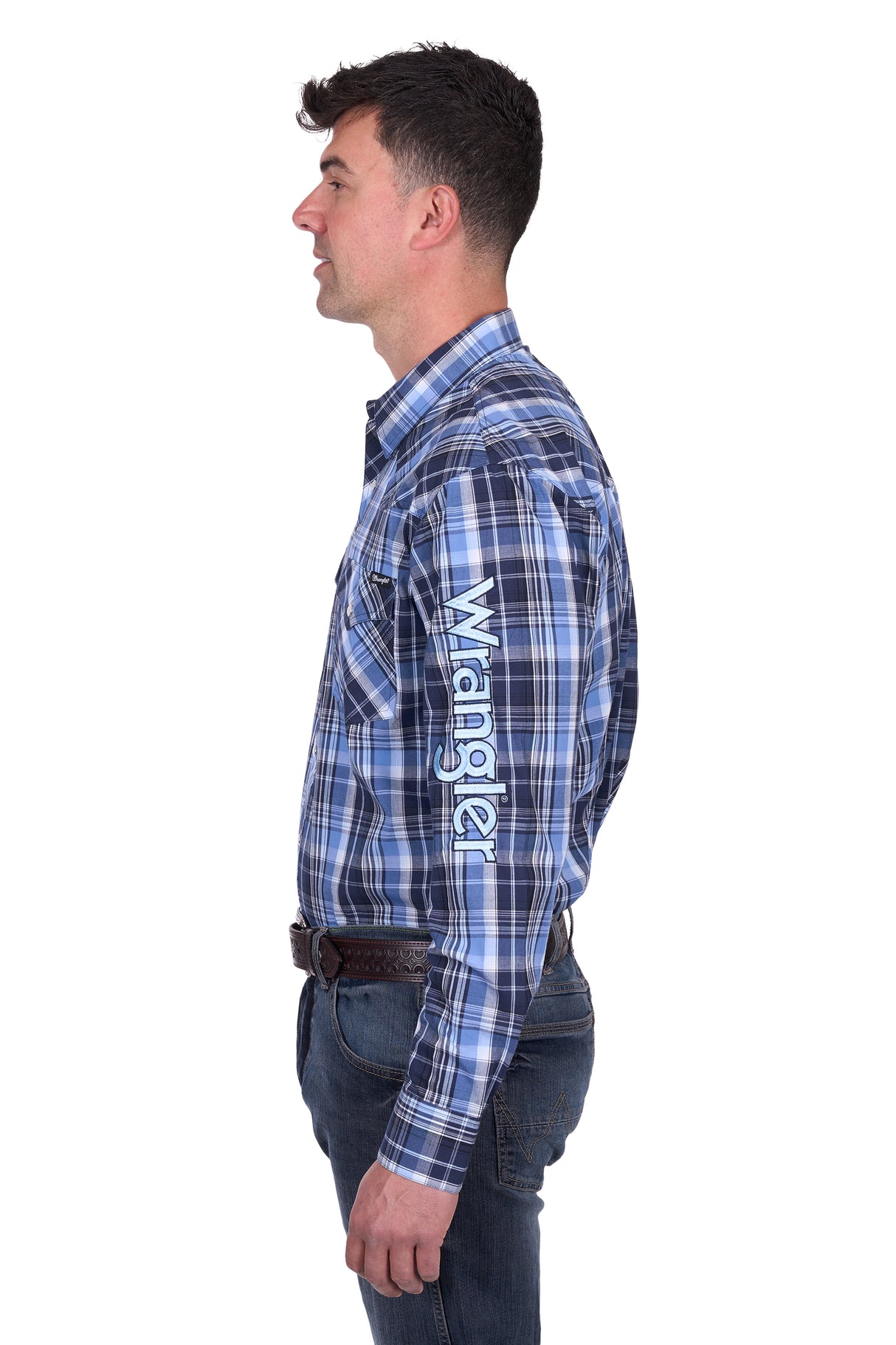 Wrangler SS25 Mens Billy Logo Shirt Navy/Light Blue