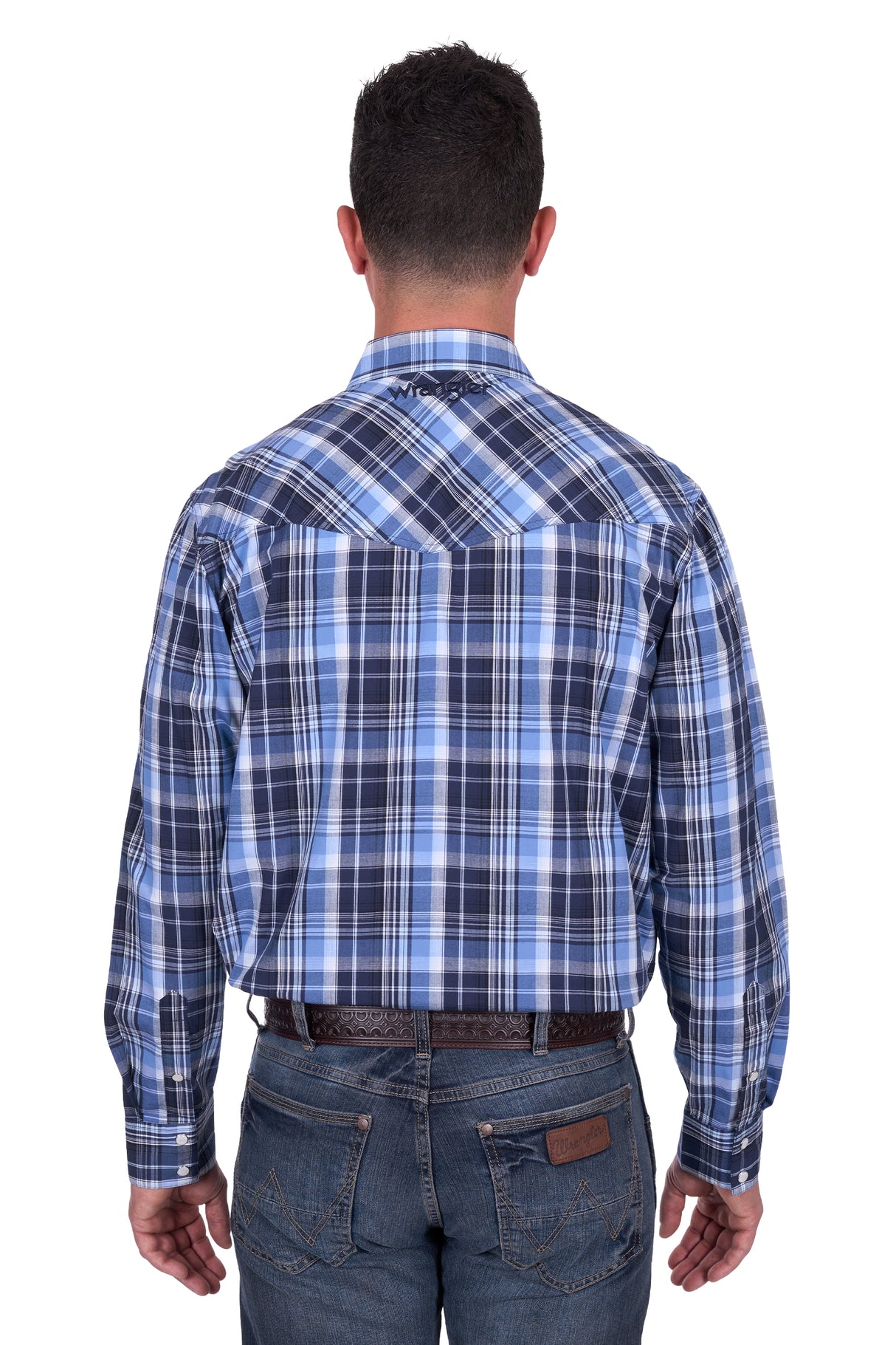 Wrangler SS25 Mens Billy Logo Shirt Navy/Light Blue