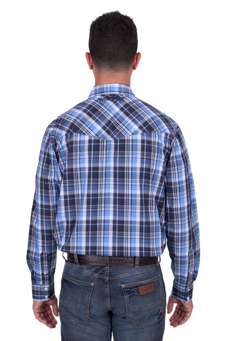 Wrangler SS25 Mens Billy Logo Shirt Navy/Light Blue
