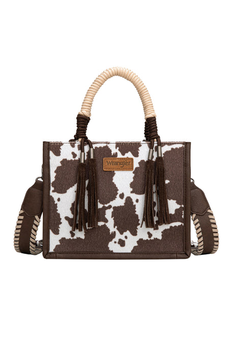 Wrangler AW26 Cow Print Tassel Crossbody Bag