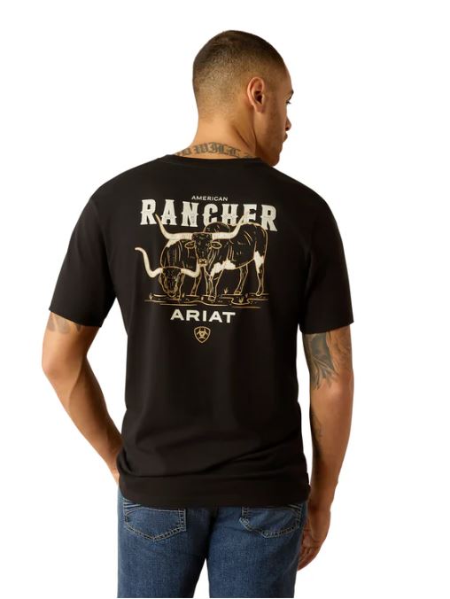 Ariat SS24 Mens American Rancher SS Tee Black