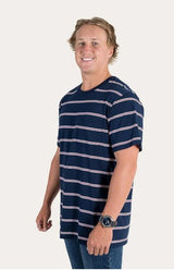 Ringers Western Angus Men's Loose Fit Tee Stripe Navy