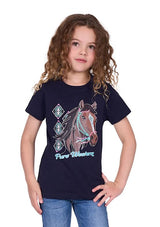 Pure Western SS25 Girls Ashlyn SS Tee - Navy