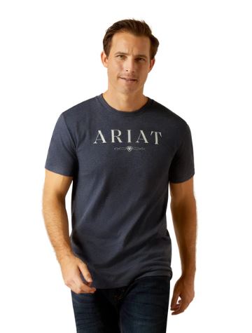Ariat AW25 Mens B&W Logo Tee Navy Heather