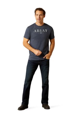 Ariat AW25 Mens B&W Logo Tee Navy Heather