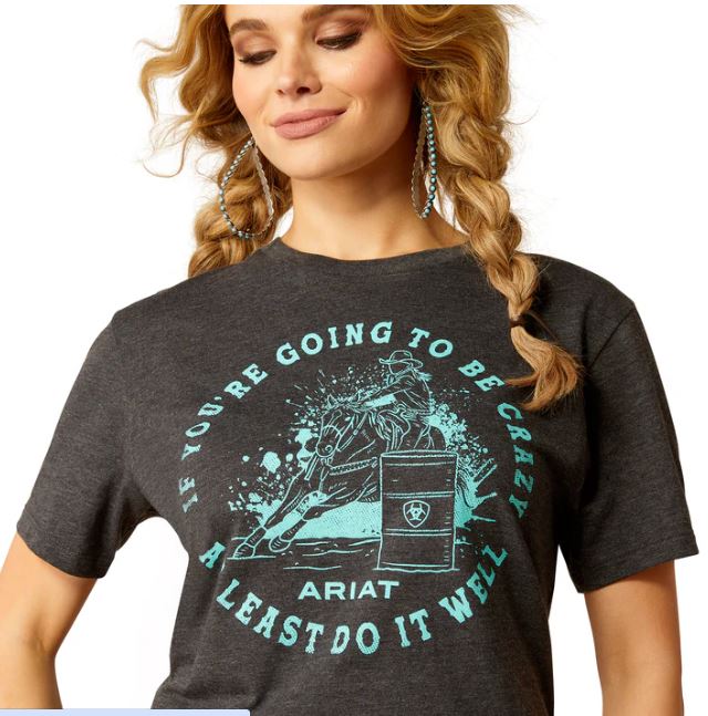 Ariat SS24 Womens Barrel Beauty SS Tee Charcoal Heather