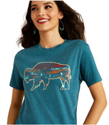 Ariat Womens Bison Ranch SS Tee Deep Sea Heather