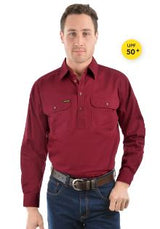Hard Slog Men's Half Button Light Cotton Shirt