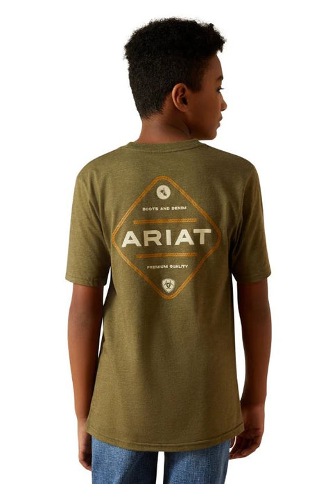 Ariat SS26 Boys Roped Diamond SS Tee Military Heather