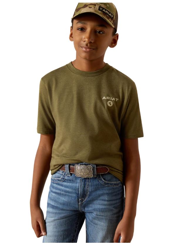 Ariat SS26 Boys Roped Diamond SS Tee Military Heather