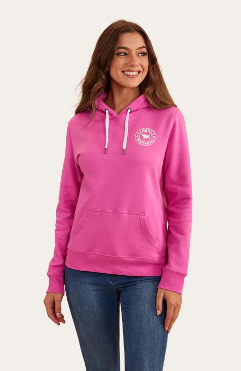 Ringers Western Womens Signature Bull Hoodie - Candy/White