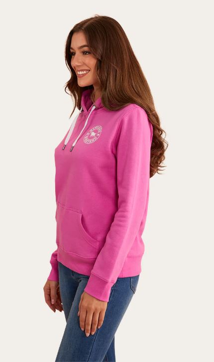 Ringers Western Womens Signature Bull Hoodie - Candy/White