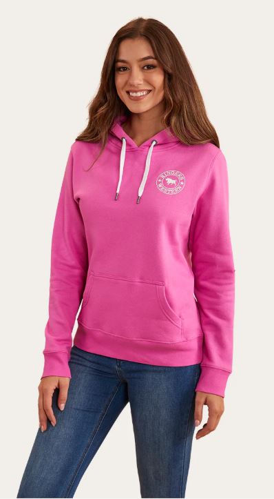 Ringers Western Womens Signature Bull Hoodie - Candy/White