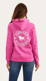 Ringers Western Womens Signature Bull Hoodie - Candy/White