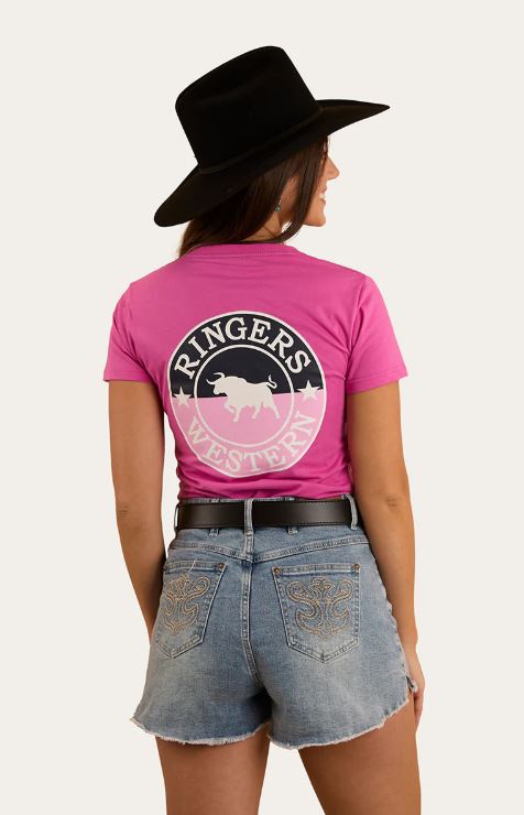 Ringers Western Womens Signature Bull Classic Fit T-Shirt Candy/Split