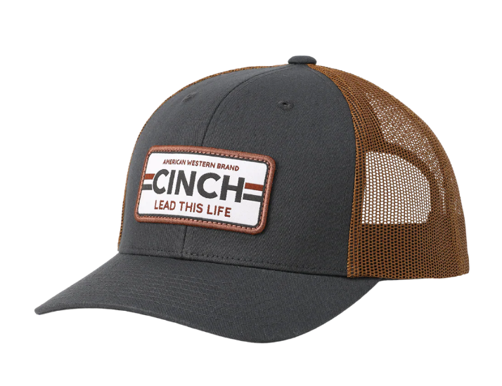 Cinch S54  Trucker Cap Logo Patch Charcoal and Brown
