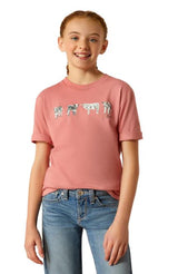 Ariat Girls Mini Cow Squad SS Tee Dusty Rose