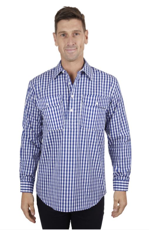 Thomas Cook Mens Denny 1/2 Button L/S Shirt Blue/White