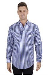 Thomas Cook Mens Denny 1/2 Button L/S Shirt Blue/White