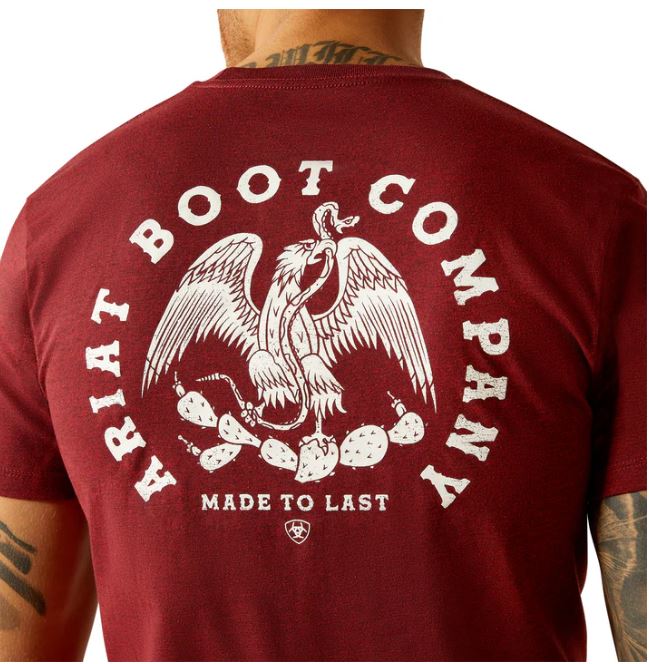 Ariat SS24 Mens Eagle and Snake SS Tee Crimson Black Heather