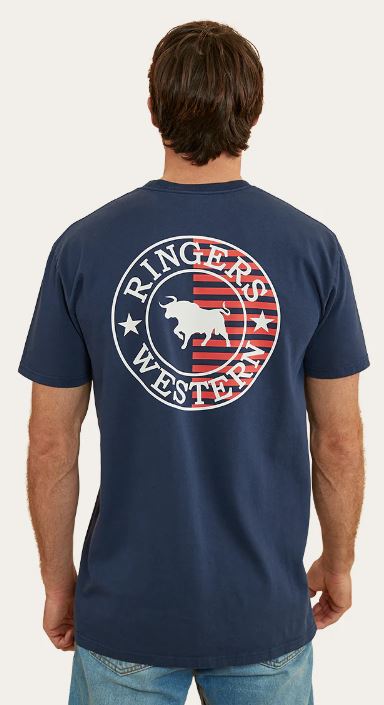 Ringers Western Mens Signature Bull Flag TShirt