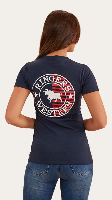 Ringers Western Womens Signature Bull Flag TShirt