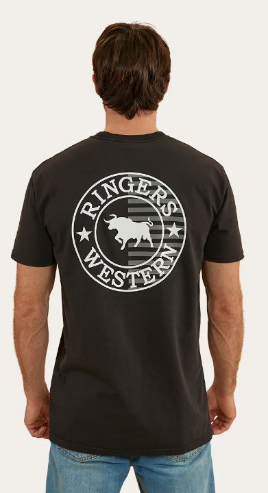 Ringers Western Mens Signature Bull Flag TShirt