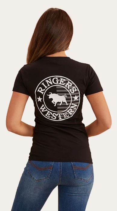 Ringers Western Womens Signature Bull Flag TShirt