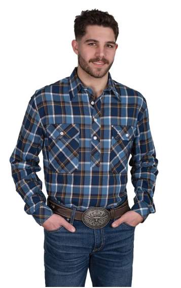 Just Country Australia AW26 Mens Cameron 1/2 Button Flannel Workshirt