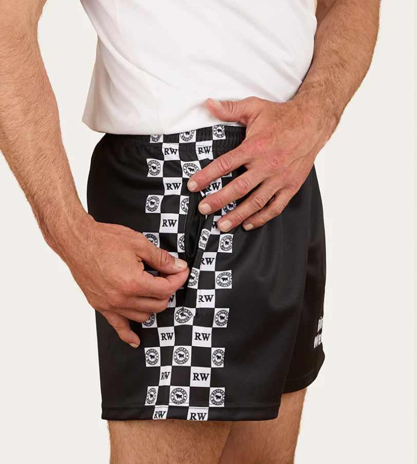 Ringers Western AW26 Black and White Check Footy Shorts