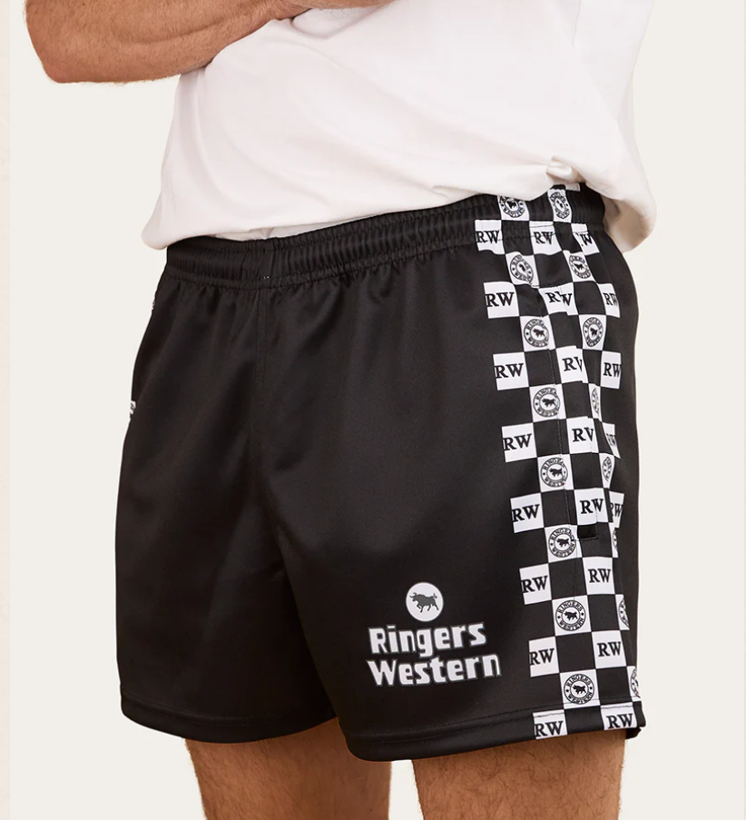 Ringers Western AW26 Black and White Check Footy Shorts