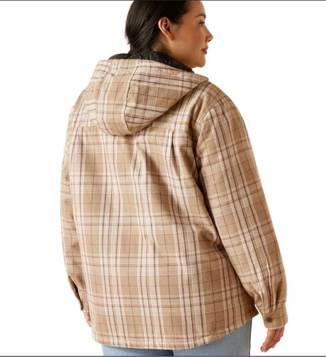 Ariat Womens Rebar Flannel Shirt Jacket Fossil Plaid