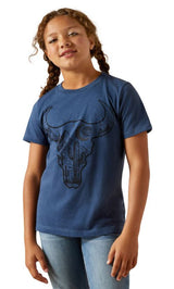 Ariat SS26 Girls Bull Night Sky SS Tee Navy Heather