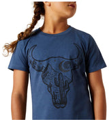 Ariat SS26 Girls Bull Night Sky SS Tee Navy Heather