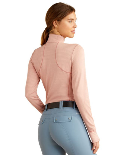 Ariat W25 Womens Gridwork 1/4 Zip Baselayer Misty Rose Heather