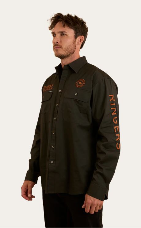Ringers Western Mens Hawkeye Full Button W/S Charcoal-Rust