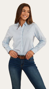 Ringers Western Womens Homestead Dress Shirt Blue Chambray
