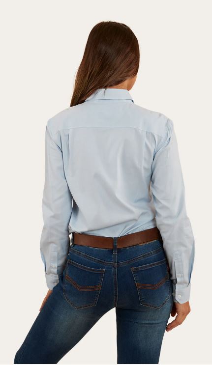 Ringers Western Womens Homestead Dress Shirt Blue Chambray