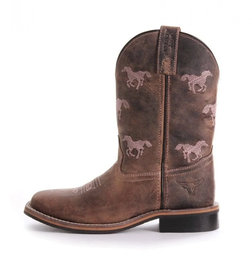 Pure Western Kids Selina Boot Oiled Distressed Brown