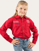 Ringers Western Jackaroo Kids Workshirt - Dark Red/White