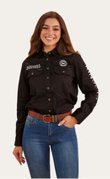 Ringers Western Jillaroo Flag Womens Signature Bull Work Shirt Black