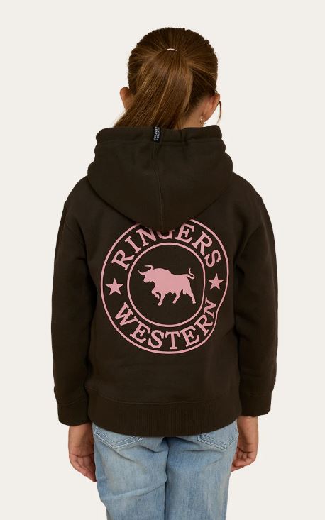 Ringers Western Kids Signature Bull Hoodie Charcoal/Rosey