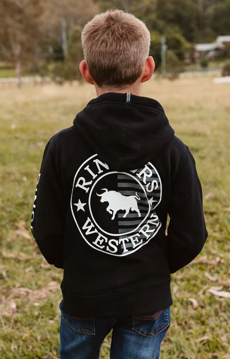 Ringers Western Kids Jackaroo Flag Pullover Hoodie Black