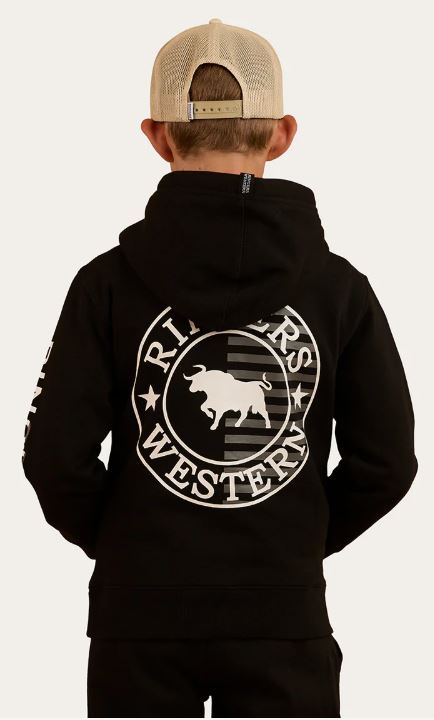 Ringers Western Kids Jackaroo Flag Pullover Hoodie Black