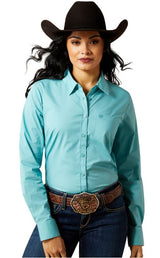Ariat W26 Women's Wrinkle Resistant Kirby LS Shirt Aqua Sea