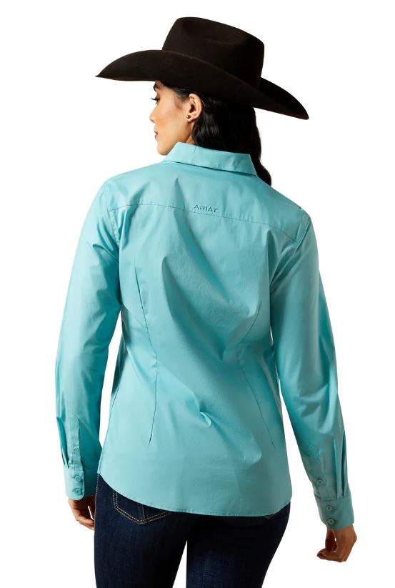 Ariat W26 Women's Wrinkle Resistant Kirby LS Shirt Aqua Sea